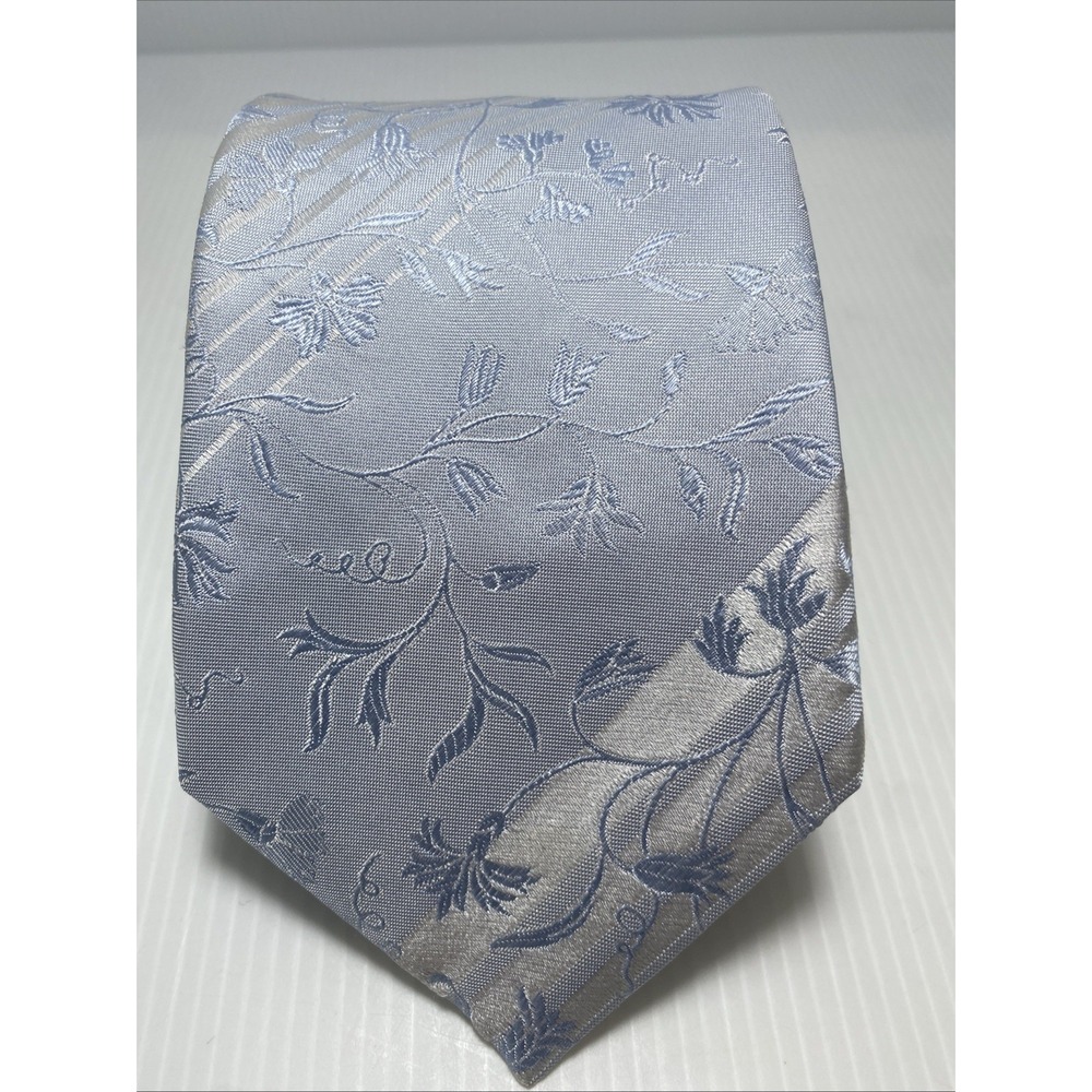 Favourbrook England Silver&Blue Pink Abstract Pattern 100% Silk Tie 60 In T37